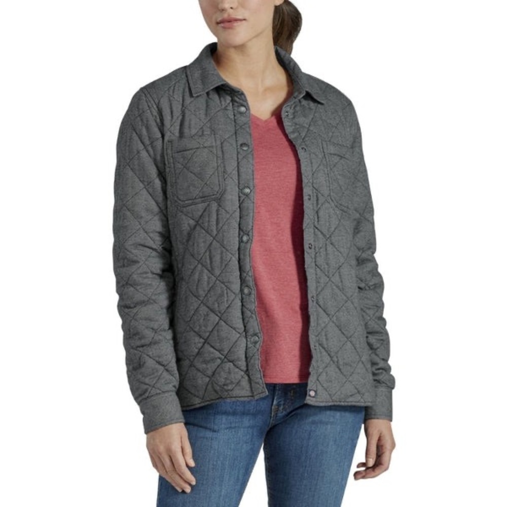 COPY - DICKIES | Gray Herringbone Quilted Shirt Jacket Womens Size S Small